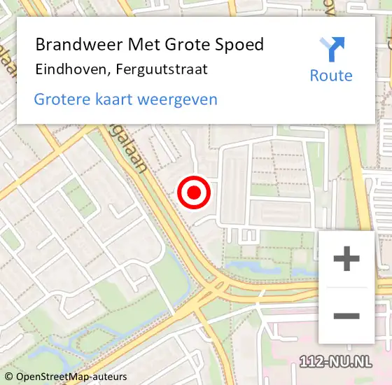 Locatie op kaart van de 112 melding: Brandweer Met Grote Spoed Naar Eindhoven, Ferguutstraat op 20 december 2021 03:56