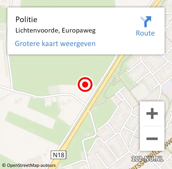 Locatie op kaart van de 112 melding: Politie Lichtenvoorde, Europaweg op 20 december 2021 08:18