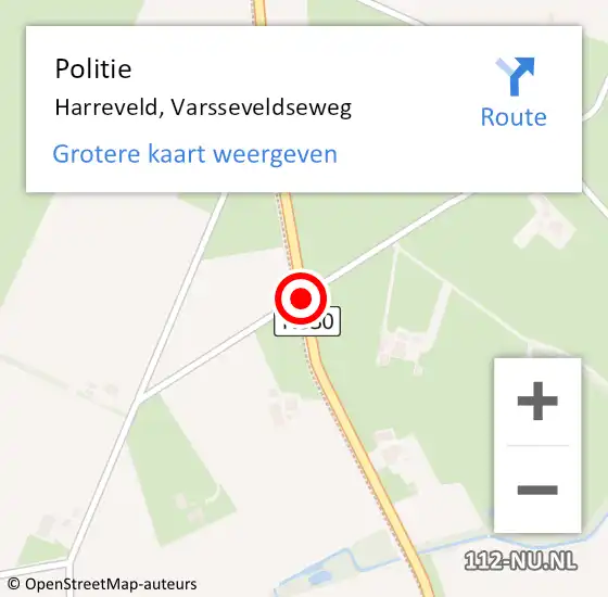 Locatie op kaart van de 112 melding: Politie Harreveld, Varsseveldseweg op 20 december 2021 08:19