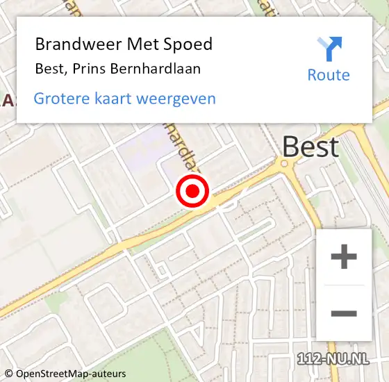 Locatie op kaart van de 112 melding: Brandweer Met Spoed Naar Best, Prins Bernhardlaan op 20 december 2021 14:52