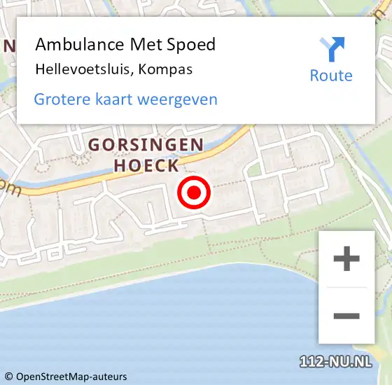 Locatie op kaart van de 112 melding: Ambulance Met Spoed Naar Hellevoetsluis, Kompas op 20 december 2021 16:00