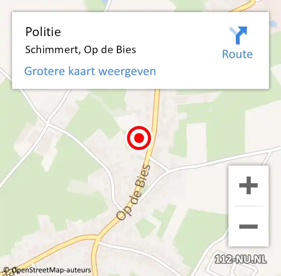 Locatie op kaart van de 112 melding: Politie Schimmert, Op de Bies op 20 december 2021 16:14