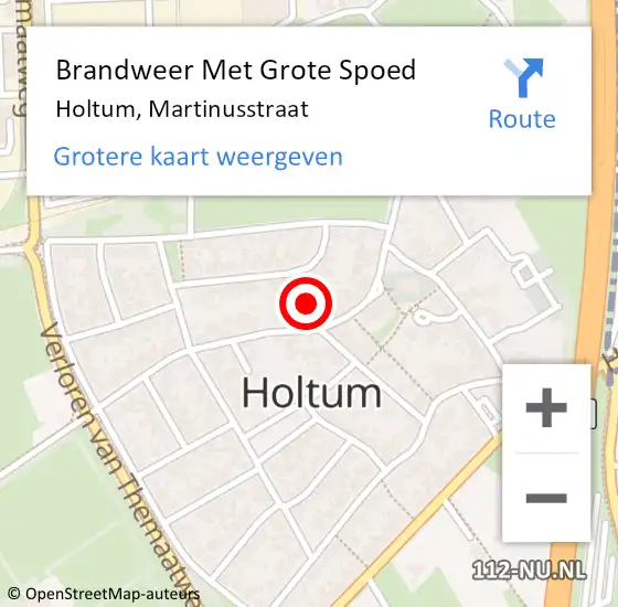 Locatie op kaart van de 112 melding: Brandweer Met Grote Spoed Naar Holtum, Martinusstraat op 20 december 2021 16:38