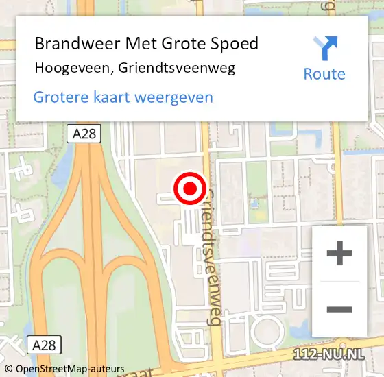 Locatie op kaart van de 112 melding: Brandweer Met Grote Spoed Naar Hoogeveen, Griendtsveenweg op 20 december 2021 19:42