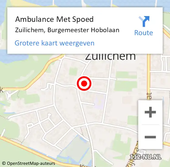 Locatie op kaart van de 112 melding: Ambulance Met Spoed Naar Zuilichem, Burgemeester Hobolaan op 20 december 2021 20:51