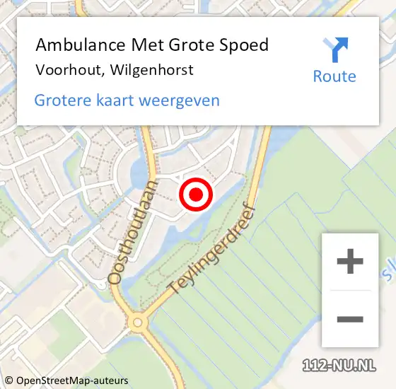 Locatie op kaart van de 112 melding: Ambulance Met Grote Spoed Naar Voorhout, Wilgenhorst op 20 december 2021 22:35
