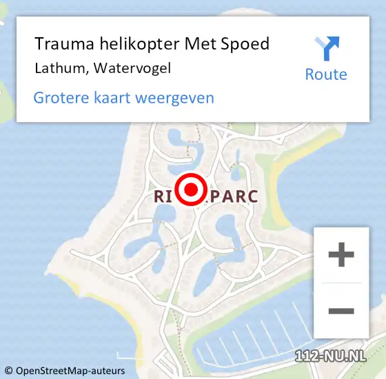 Locatie op kaart van de 112 melding: Trauma helikopter Met Spoed Naar Lathum, Watervogel op 21 december 2021 04:05