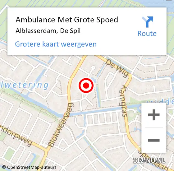 Locatie op kaart van de 112 melding: Ambulance Met Grote Spoed Naar Alblasserdam, De Spil op 21 december 2021 05:08