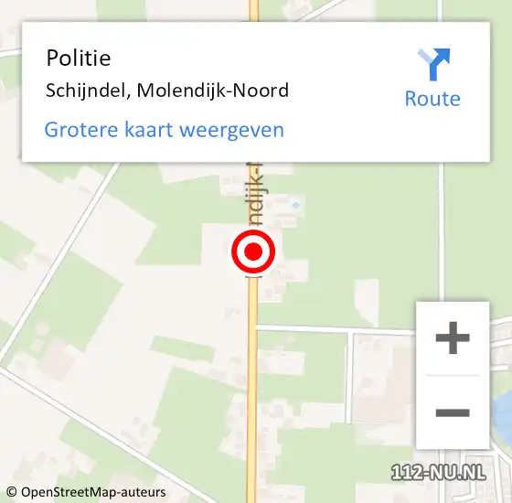 Locatie op kaart van de 112 melding: Politie Schijndel, Molendijk-Noord op 21 december 2021 08:20