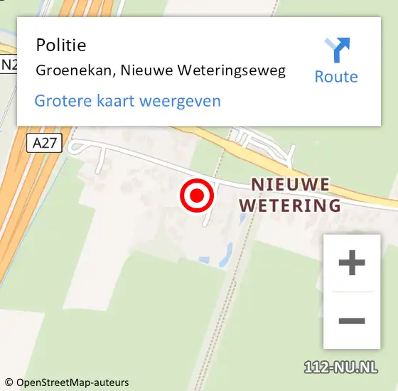 Locatie op kaart van de 112 melding: Politie Groenekan, Nieuwe Weteringseweg op 21 december 2021 08:48