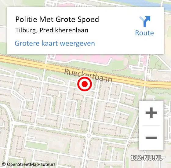Locatie op kaart van de 112 melding: Politie Met Grote Spoed Naar Tilburg, Predikherenlaan op 21 december 2021 08:56