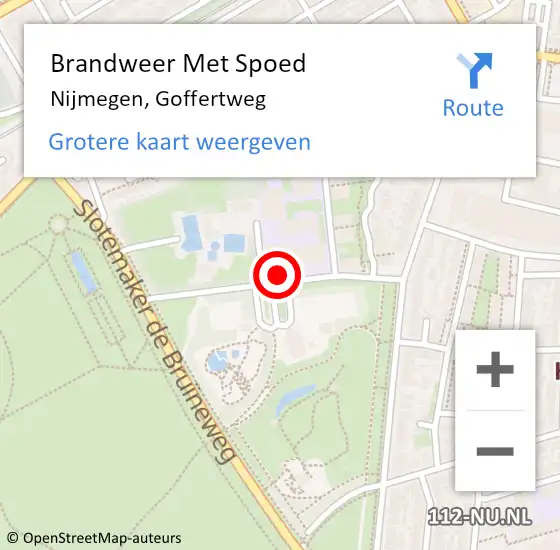 Locatie op kaart van de 112 melding: Brandweer Met Spoed Naar Nijmegen, Goffertweg op 21 december 2021 10:34