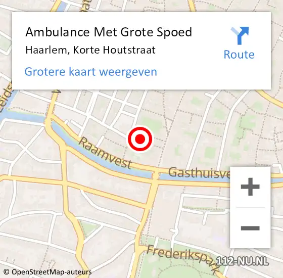 Locatie op kaart van de 112 melding: Ambulance Met Grote Spoed Naar Haarlem, Korte Houtstraat op 21 december 2021 10:39
