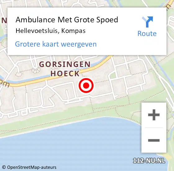 Locatie op kaart van de 112 melding: Ambulance Met Grote Spoed Naar Hellevoetsluis, Kompas op 21 december 2021 12:18