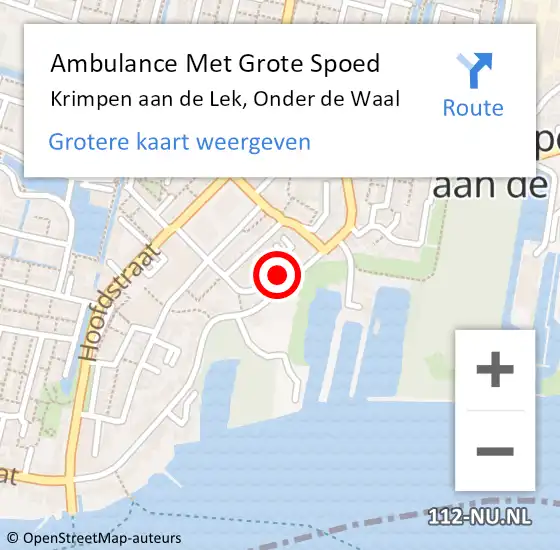 Locatie op kaart van de 112 melding: Ambulance Met Grote Spoed Naar Krimpen aan de Lek, Onder de Waal op 21 december 2021 15:11