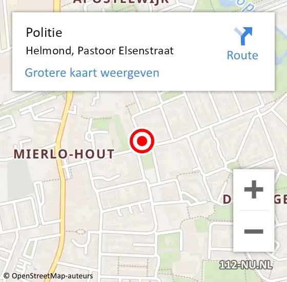Locatie op kaart van de 112 melding: Politie Helmond, Pastoor Elsenstraat op 21 december 2021 16:53