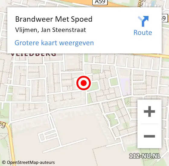 Locatie op kaart van de 112 melding: Brandweer Met Spoed Naar Vlijmen, Jan Steenstraat op 21 december 2021 20:24