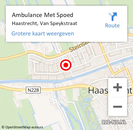 Locatie op kaart van de 112 melding: Ambulance Met Spoed Naar Haastrecht, Van Speykstraat op 21 december 2021 20:53