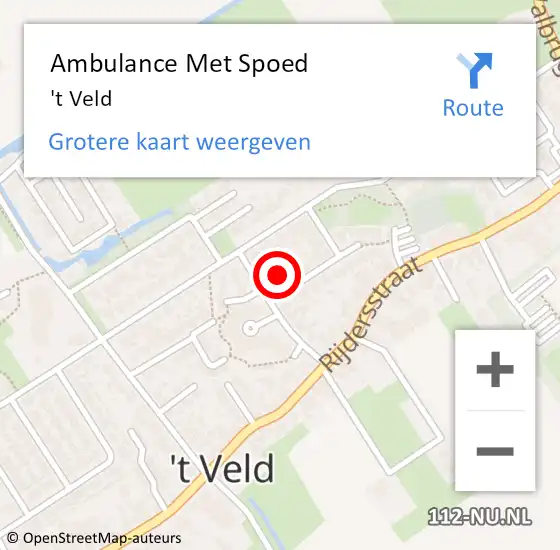 Locatie op kaart van de 112 melding: Ambulance Met Spoed Naar 't Veld op 22 december 2021 07:00