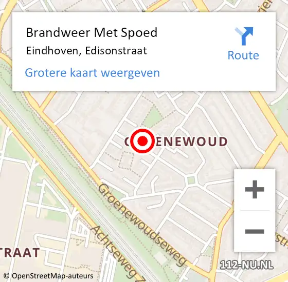Locatie op kaart van de 112 melding: Brandweer Met Spoed Naar Eindhoven, Edisonstraat op 22 december 2021 09:33