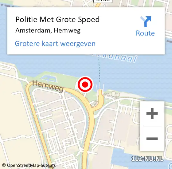 Locatie op kaart van de 112 melding: Politie Met Grote Spoed Naar Amsterdam, Hemweg op 22 december 2021 09:37