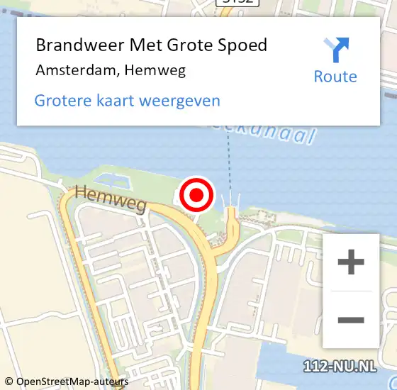 Locatie op kaart van de 112 melding: Brandweer Met Grote Spoed Naar Amsterdam, Hemweg op 22 december 2021 09:39