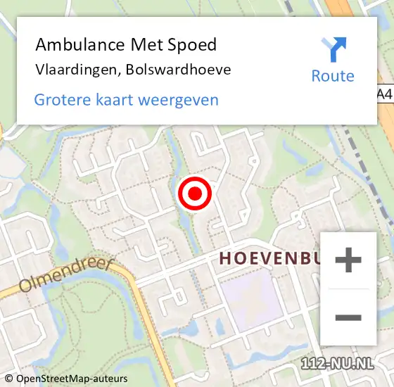 Locatie op kaart van de 112 melding: Ambulance Met Spoed Naar Vlaardingen, Bolswardhoeve op 22 december 2021 10:13