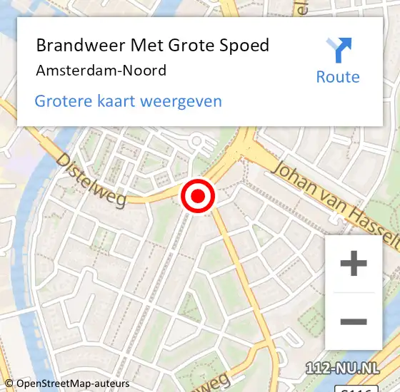 Locatie op kaart van de 112 melding: Brandweer Met Grote Spoed Naar Amsterdam-Noord op 22 december 2021 11:10