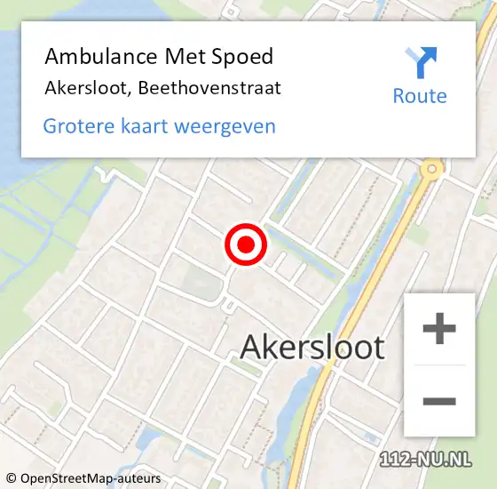 Locatie op kaart van de 112 melding: Ambulance Met Spoed Naar Akersloot, Beethovenstraat op 22 december 2021 13:01