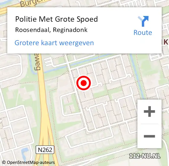 Locatie op kaart van de 112 melding: Politie Met Grote Spoed Naar Roosendaal, Reginadonk op 22 december 2021 13:07