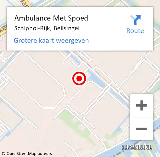 Locatie op kaart van de 112 melding: Ambulance Met Spoed Naar Schiphol-Rijk, Bellsingel op 22 december 2021 13:18