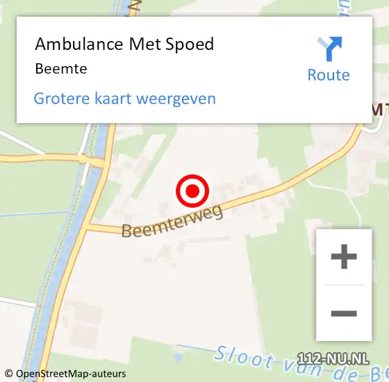Locatie op kaart van de 112 melding: Ambulance Met Spoed Naar Beemte op 22 december 2021 13:34