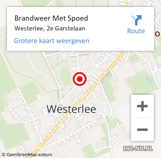 Locatie op kaart van de 112 melding: Brandweer Met Spoed Naar Westerlee, 2e Garstelaan op 22 december 2021 13:43