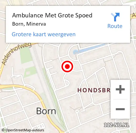 Locatie op kaart van de 112 melding: Ambulance Met Grote Spoed Naar Born, Minerva op 3 juli 2014 04:51