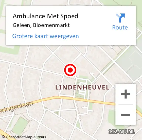 Locatie op kaart van de 112 melding: Ambulance Met Spoed Naar Geleen, Bloemenmarkt op 22 december 2021 15:01