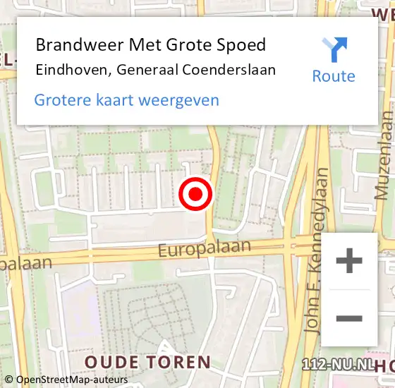 Locatie op kaart van de 112 melding: Brandweer Met Grote Spoed Naar Eindhoven, Generaal Coenderslaan op 22 december 2021 15:08