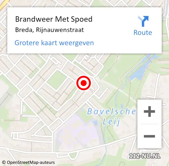 Locatie op kaart van de 112 melding: Brandweer Met Spoed Naar Breda, Rijnauwenstraat op 22 december 2021 16:06