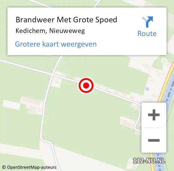Locatie op kaart van de 112 melding: Brandweer Met Grote Spoed Naar Kedichem, Nieuweweg op 22 december 2021 16:38