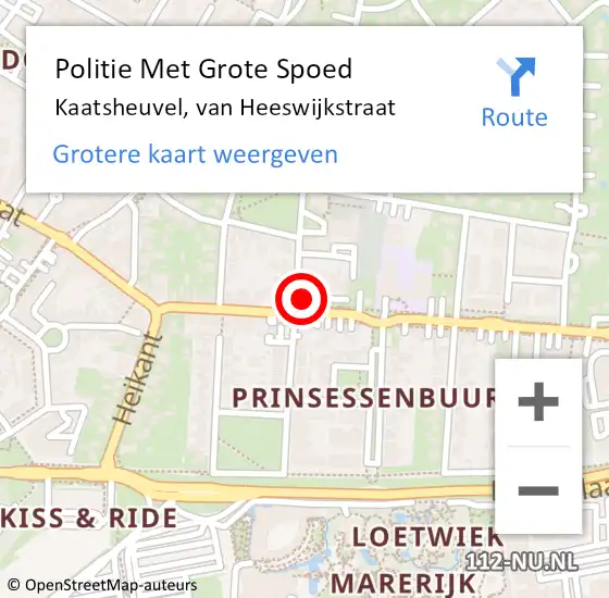 Locatie op kaart van de 112 melding: Politie Met Grote Spoed Naar Kaatsheuvel, van Heeswijkstraat op 22 december 2021 17:25