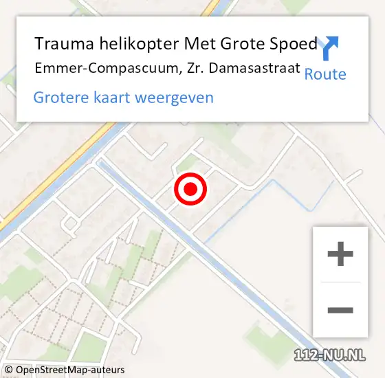 Locatie op kaart van de 112 melding: Trauma helikopter Met Grote Spoed Naar Emmer-Compascuum, Zr. Damasastraat op 22 december 2021 18:43