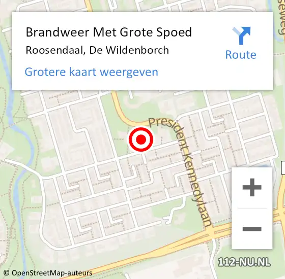 Locatie op kaart van de 112 melding: Brandweer Met Grote Spoed Naar Roosendaal, De Wildenborch op 22 december 2021 18:49