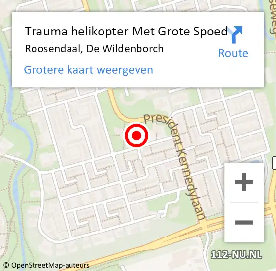 Locatie op kaart van de 112 melding: Trauma helikopter Met Grote Spoed Naar Roosendaal, De Wildenborch op 22 december 2021 19:08