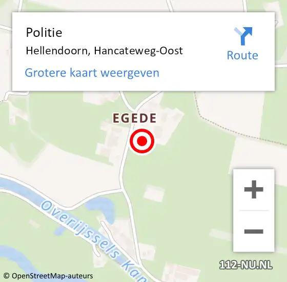 Locatie op kaart van de 112 melding: Politie Hellendoorn, Hancateweg-Oost op 22 december 2021 23:26