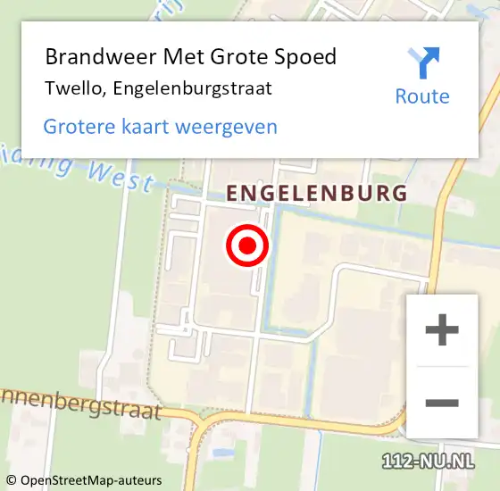 Locatie op kaart van de 112 melding: Brandweer Met Grote Spoed Naar Twello, Engelenburgstraat op 23 december 2021 03:52