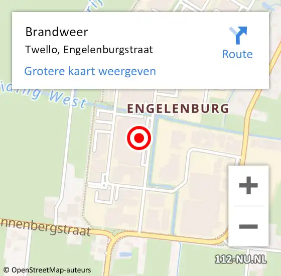 Locatie op kaart van de 112 melding: Brandweer Twello, Engelenburgstraat op 23 december 2021 05:29