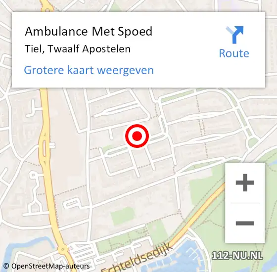 Locatie op kaart van de 112 melding: Ambulance Met Spoed Naar Tiel, Twaalf Apostelen op 23 december 2021 11:30