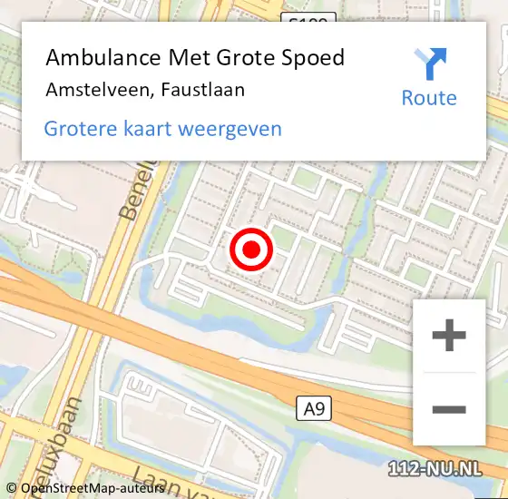 Locatie op kaart van de 112 melding: Ambulance Met Grote Spoed Naar Amstelveen, Faustlaan op 23 december 2021 12:04