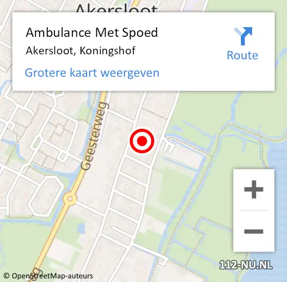 Locatie op kaart van de 112 melding: Ambulance Met Spoed Naar Akersloot, Koningshof op 23 december 2021 15:07