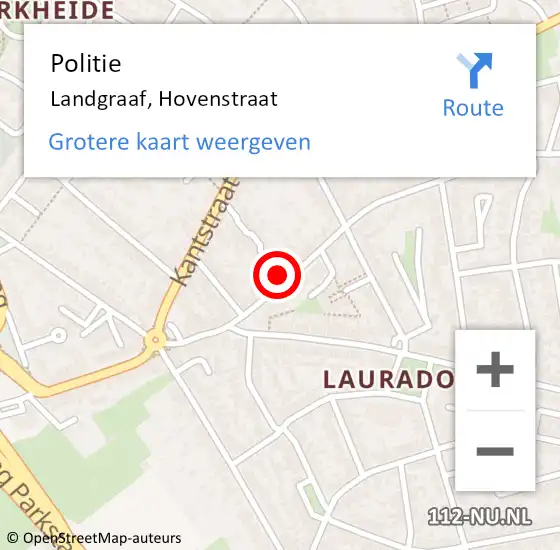 Locatie op kaart van de 112 melding: Politie Landgraaf, Hovenstraat op 23 december 2021 16:00