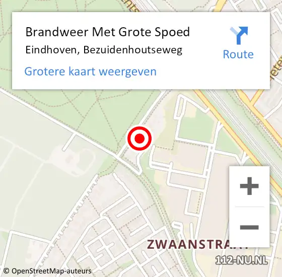Locatie op kaart van de 112 melding: Brandweer Met Grote Spoed Naar Eindhoven, Bezuidenhoutseweg op 23 december 2021 19:51